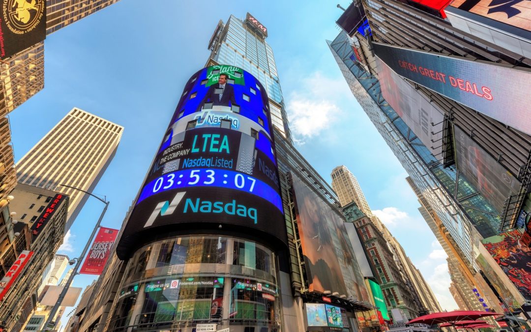The New York Stock Exchange ticker on display in Times Square